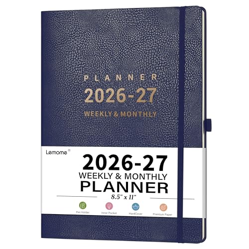 Planner 2026-2027 - Jul 2026 - Jun 2026, 8.5" x 11" 2026-2027 Planner Weekly and Monthly, Faux Leather Cover, Pen Holder, Pocket, 25 Notes Pages, A4 Premium Paper - Blue - color: blue