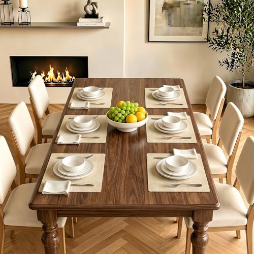 Newise Faux Leather Placemats Set of 6, Waterproof, 18''×12'', Beige | Heat Resistant Wipeable Table Mats, Dual-Sided Place Mats for Patry Kitchen Dinner - color: Beige