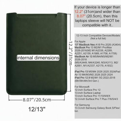13Inch Laptop Sleeve Case Compatible with MacBook Air 13 M3 M2 M1 / MacBook Pro 13Inch, MacBook Neo Case, Surface Pro 12-3,iPad Pro/Air 13 Dell HP ASUS(Green) - color: Green, size: 12/13inch