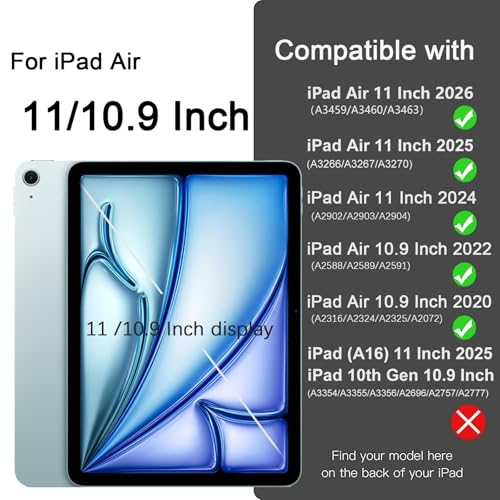 Akkerds for iPad Air 11 Inch Case M4/M3/M2, Air 5th/4th Gen 10.9, LightBlue | With Pencil Holder, for iPad Air Case 2026/2025/2024/2022/2020, Soft TPU Back, Slim Trifold Stand Cover, Auto Sleep/Wake - color: LightBlue
