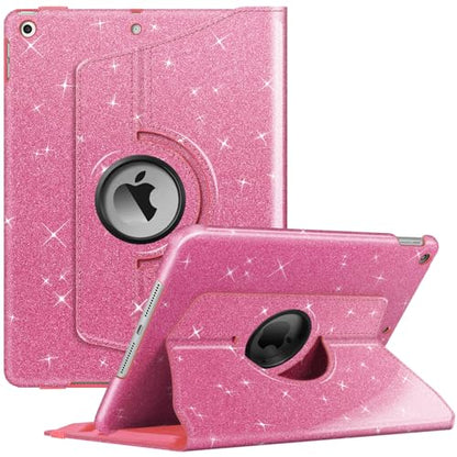 Fintie 360° Rotating Case for iPad 9th / 8th / 7th Generation 10.2 Inch | Swivel Stand, Portrait & Landscape Viewing, Shockproof Cover with Pencil Holder, Auto Wake/Sleep, Glittering Pink - color: Glittering Pink