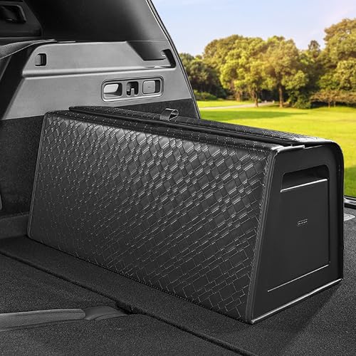 Trunk Organizer for suv,car storage organizer,lid Box,PU Leather & PP Honeycomb Board,Fixed with screws extremely sturdy,Collapsible and Adjustable(Reinforced: 25.6"L×13"W×12.4"H, 60lbs,4K in³) - size: Reinforced: 25.6"L×13"W×12.4"H, 60lbs, 4K in³