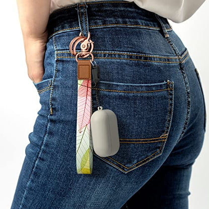 Rimilak Wristlet Keychain, Wrist Lanyard Key Chain for Women Men Car Keys ID Badges Card Wallet Phone Camera - color: Colorful Leaves