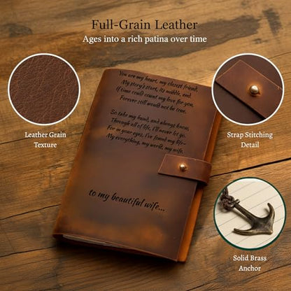 Personalized Leather Journal – Custom Engraved Refillable A5 Notebook