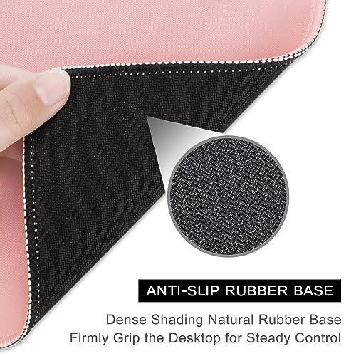 Hsurbtra Pink Mouse Pad, Premium-Textured Square Mousepad 10.2 x 8.3 Inch, Stitched Edge Anti-Slip Waterproof Rubber Pretty Cute Computer Mat for Office Gaming Laptop Women Kids - color: Pink, size: Square Mousepad (10.2" x 8.3")