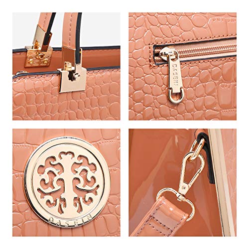 Dasein Women Purses and Handbags Top Handle Satchel Bags Large Shoulder Work Bag Tote with Wallet - color: Croco Beige