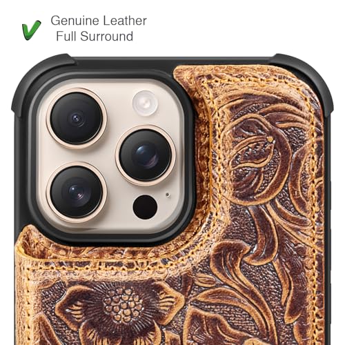 Wallet Real Leather Case Compatible With iPhone 14 Pro Max 6.7" - color: Brown, size: 6.7"-14 Pro Max