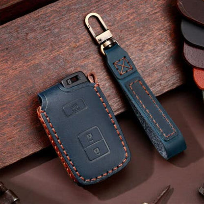 Leather Smart Car Key Cover Case Fob Holder Fit For Toyota 4 Runner Tundra Tacoma (Blue) - color: Blue