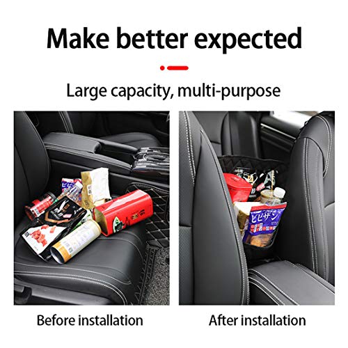 Car Purse Holder - Durable Leather Seat Back Organizer, Front Seat Storage Barrier, Pet & Kids Driver Storage Netting Pouch - color: Black