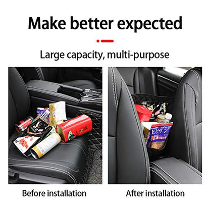 Car Purse Holder - Durable Leather Seat Back Organizer, Front Seat Storage Barrier, Pet & Kids Driver Storage Netting Pouch - color: Black