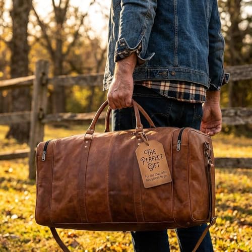 Large Leather 32 Inch Luggage Handmade Duffel Bag Carryall Weekender Travel Overnight Gym Sports Carry On For Men And Women (32 inch) - size: 32 inch