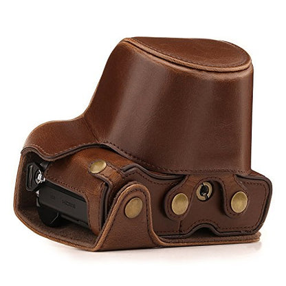 MegaGear Olympus OM-D E-M10 Mark III (14-42mm) Ever Ready Leather Camera Case and Strap, with Battery Access - Dark Brown - MG1346 - color: Dark Brown