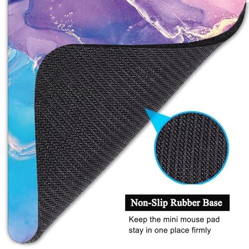 Small Mouse Pad, Mini Mouse Pad 6 X 8 Inch with Non-Slip Rubber Base for Keyboard Tray Laptops Wireless Mouse Home Office Travel, Washable & Portable (Marble Purple Blue) - color: Marble Purple Blue