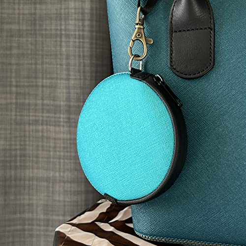 Mini Round Coin Purse with Clip on, Lightweight Waterproof Zipper Pouch for Earbuds, Keys, Coins, Compact Travel Storage Case for Women & Men, Xmas Gift [ Bright Blue ] - color: Bright Blue