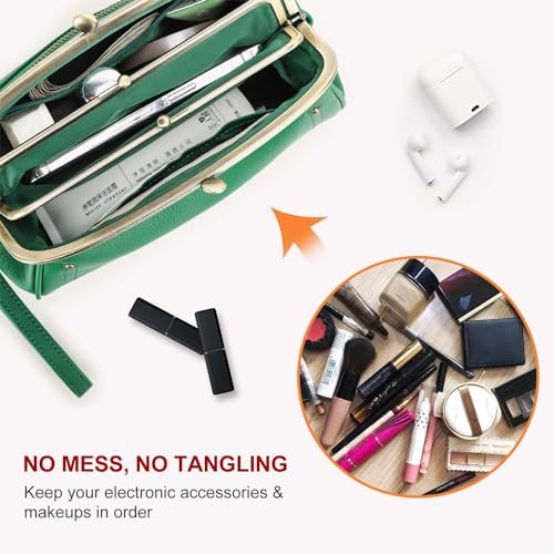 CONTACTS Full Grain Leather Kiss Lock Clutch Purse for Women Evening Clutch Bag Kiss Clasp Handbag - color: Green