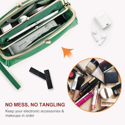 CONTACTS Full Grain Leather Kiss Lock Clutch Purse for Women Evening Clutch Bag Kiss Clasp Handbag - color: Green