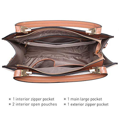 Dasein Women Purses and Handbags Top Handle Satchel Bags Large Shoulder Work Bag Tote with Wallet - color: Croco Beige