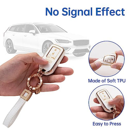 for Honda Key Fob Cover with Leather Lanyard, Car Key Fob Case Compatible with Honda Accord Civic CRV Odyssey Pilot Smart Key Protector Holder - style: For Honda a Button