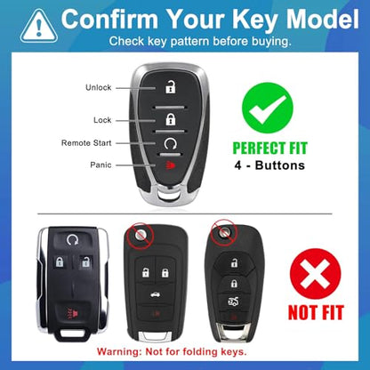 Key Fob Cover for Chevy - Premium Soft TPU Shell Full Protection Case with Keychain, Fits Equinox Malibu Traverse Cruze Blazer Camaro Trailblazer Spark Sonic Volt Bolt Trax, Gray 4-Button - color: Gray, size: 4 Buttons
