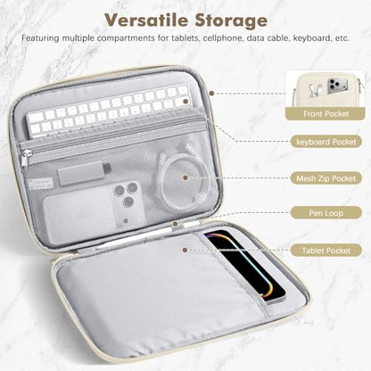 MoKo 9-11 Inch Padded Tablet Sleeve Protective Carrying Case with Handle | Fits iPad Air 11-inch M4, iPad A16, iPad Pro 11-inch M5, iPad 10th/Air 5/4th 10.9 and iPad 9/8th 10.2, Beige - color: Beige, size: 9-11 Inch
