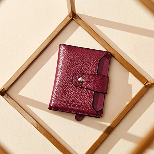 BOSTANTEN Leather Womens Wallet Small RFID Blocking Credit Card Holder | Removable ID Window, Zipper Coin Pocket, Bifold, Minimalist, Fits Small Purses, Daily Use, Ladies Gifts, Red - color: 2-red pebble