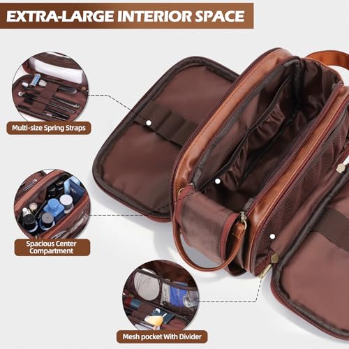 Personalized Gifts Travel Toiletry Bag for Men, Customized Laser- Engraved Mens Birthday Gift PU Leather Waterproof Bathroom Shaving Bag, Unique Anniversary Present for Husband Boyfriend Partner,I - style: I