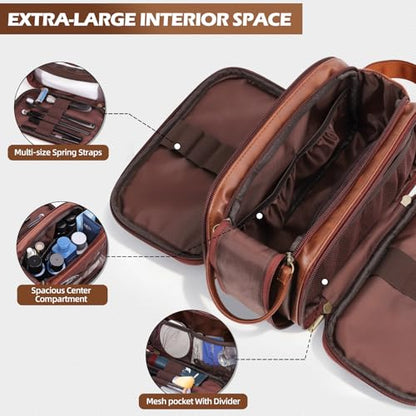 Personalized Gifts Travel Toiletry Bag for Men, Customized Laser- Engraved Mens Birthday Gift PU Leather Waterproof Bathroom Shaving Bag, Unique Anniversary Present for Husband Boyfriend Partner,I - style: I