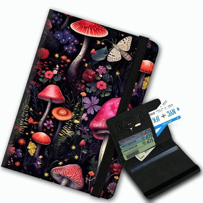 Passport Cover,Multi-Functional Travel Wallet,Stylish & Durable RFID Blocking Passport Holder, Travel Essentials for Men and Women,Flower Mushroom - color: Flower Mushroom