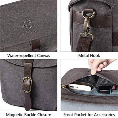BAGSMART Canvas Crossbody Camera Bag with Rain Cover for Women Men, Gray | SLR DSLR Camera Case, Compact Camera Shoulder Bag - color: 03-Gray