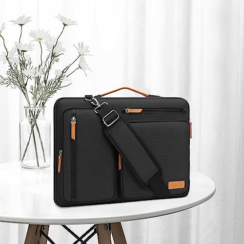 MOSISO 360 Protective Laptop Shoulder Bag, 15-16 inch Computer Bags | Compatible with MacBook Pro 16 inch, HP, Dell, Lenovo, Asus, Side Open Messenger Bag with 4 Zipper Pockets, Black - color: Black, size: 16 inch