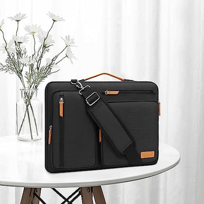 MOSISO 360 Protective Laptop Shoulder Bag, 15-16 inch Computer Bags | Compatible with MacBook Pro 16 inch, HP, Dell, Lenovo, Asus, Side Open Messenger Bag with 4 Zipper Pockets, Black - color: Black, size: 16 inch
