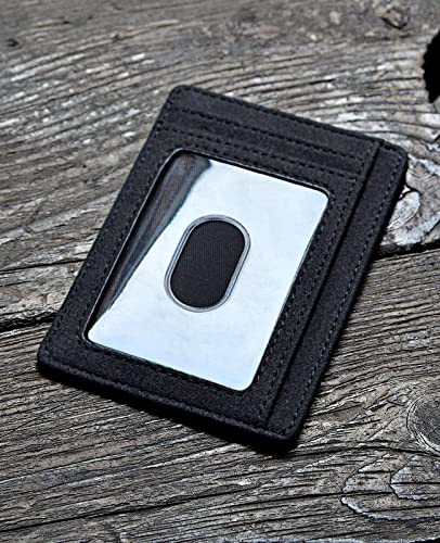 Buffway Slim Minimalist Front Pocket RFID Blocking Leather Wallets for Men and Women - At Sahara Carbon Black - color: At Sahara Carbon Black