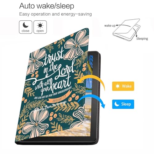 Case for Samsung Galaxy Tab S10 Lite/ S10 FE/ S9 FE 5G 10.9 Inch/ S9 11 Inch, Adjustable Stand Auto Wake/Sleep Smart Leather Cover, Bible Verse Quotes Proverbs 3:5 - color: Bible Verse Quotes Proverbs 3:5