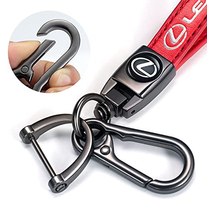 Genuine Leather Car Keychain for Lexus Key Chain for Men and Women Family Present Key Ring Accessories(Red) - color: Black-hdv-06