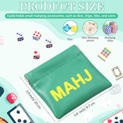 1 Pcs Mahjong Dice Bag Mini Tile Pouch,Teal Green - color: Teal Green