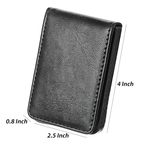 Outus 2 Pcs Business Card Holder Wallet PU,Black and Light Coffee,Classic | Magnetic Closure Wallet, Leather Pocket Case for Professionals, Protects Cards from Bending Damage, Slim for Men Women - color: Black and Light Coffee, style: Classic