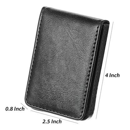 Outus 2 Pcs Business Card Holder Wallet PU,Black and Light Coffee,Classic | Magnetic Closure Wallet, Leather Pocket Case for Professionals, Protects Cards from Bending Damage, Slim for Men Women - color: Black and Light Coffee, style: Classic