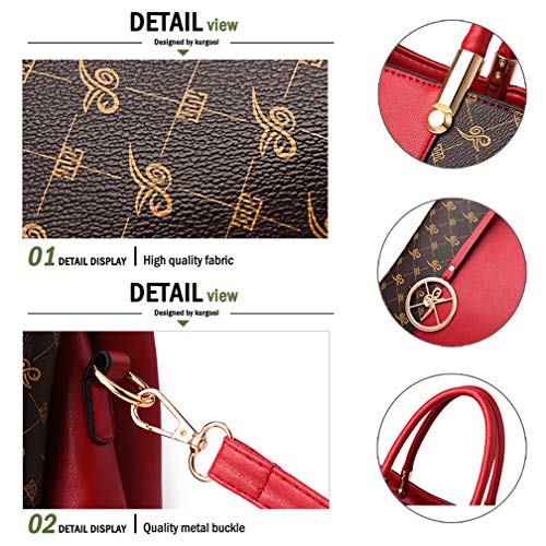 KURGOOL Women Purses and Handbags Top Handle Satchel Shoulder Bags Messenger Tote Bag for Ladie - color: Brown