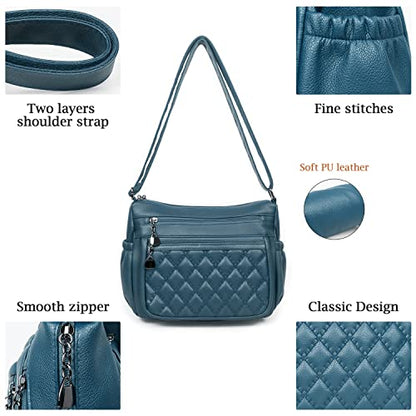 Crossbody Purse for Women Ladies Soft PU Leather Shoulder Bag Medium Roomy Handbag Fashion Tote Top Handle Satchel - color: 8963-lake Blue