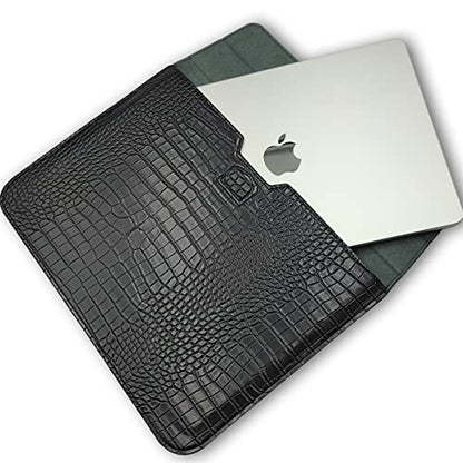 Black PU Leather Flip Sleeve Universal Fit 15-16" Laptops with Stand | Lightweight Water-Resistant Laptop Bag. Perfect for Business Travel&Work. Plush Lining Prevents Scratches. Fits MacBook Pro16 - color: Black