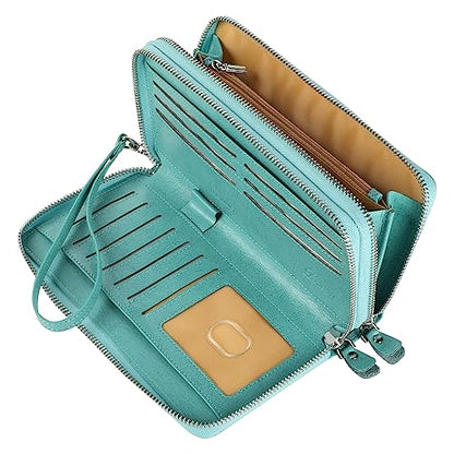 Lavemi Small Compact Women Wallet RFID Blocking Genuine Leather Bifold Purse with ID Windows - color: 2-waxed Tiffany Blue, size: One Size
