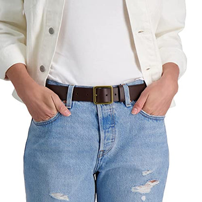 Levi's Women's Casual Leather Belt With Square Buckle – Stylish Jeans & Dress Belt (Regular & Plus Sizes) - color: Brown Elevated, size: Medium