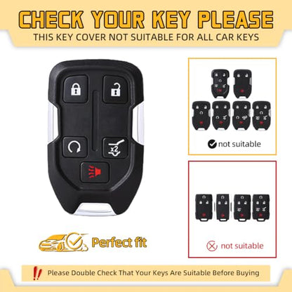 FT FUNTOR for GMC Key Fob Cover with Keychain | Compatible with 2017-2024 Chevy Silverado GMC Sierra Terrain Acadia 1500 2500HD 3500HD, 5-Button, Soft TPU Material - color: Gold/Red