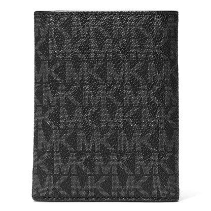 Michael Kors Hudson Trifold Wallet with ID - color: Silver-Tone Hardware/MK Signature/Black