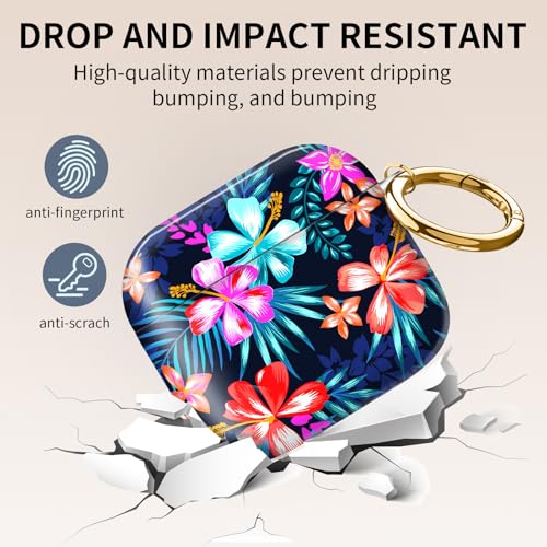Compatible with AirPod 4th Generation Case Cover with Keychain, Full Protective Shockproof Wireless Headphone Case for Women Men Girl (Colorful Flowers) - color: Colorful Flowers