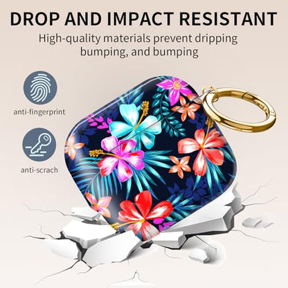 Compatible with AirPod 4th Generation Case Cover with Keychain, Full Protective Shockproof Wireless Headphone Case for Women Men Girl (Colorful Flowers) - color: Colorful Flowers
