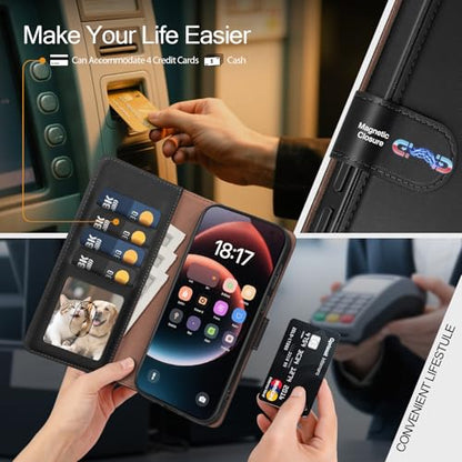 Compatible with Samsung Galaxy S22 Ultra Case Wallet with Card Holder [4 Card Slot] Women Men,RFID Blocking PU Leather Case Flip Shockproof Protector Cover Credit Card Slot Kickstand,Black - color: Black, size: Samsung Galaxy S22 Ultra - 6.8"