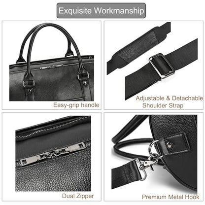 Genuine Leather Travel Bag Large Capacity Waterproof Luggage Duffel Bag with Shoe Compartment, Shoulder Handbag for Men Women Holiday Business Trip