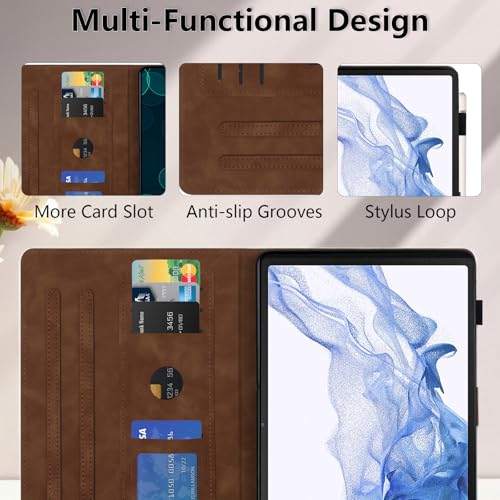 Case for Samsung Galaxy Tab S8 2022 / Tab S7 2020 11 Inch Model (X700/X706/T870/T875/T878) - Premiun PU Leather Folio Stand Protective Case with Pocket, Auto Wake/Sleep Smart Tablet Cover, Brown - color: Brown, size: Samsung Galaxy Tab S8/S7 11"