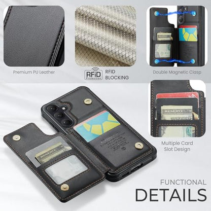 Kowauri for Samsung Galaxy S26 Case, PU Leather Wallet Case for Women Men with RFID Blocking Card Holder Slot Magnetic Closure Shockproof Protective Phone Cover for Samsung Galaxy S26 (Black) - color: Black